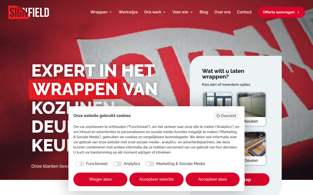 Screenshot van sign-field.nl