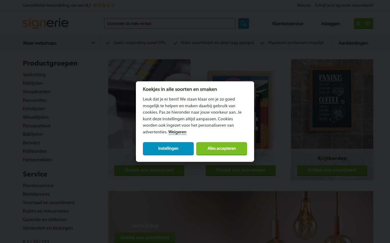 Screenshot van signerie.nl