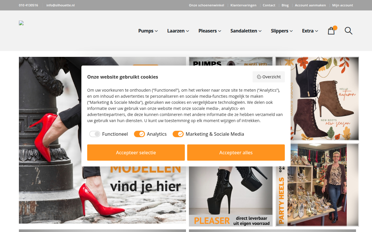 Screenshot van silhouette.nl