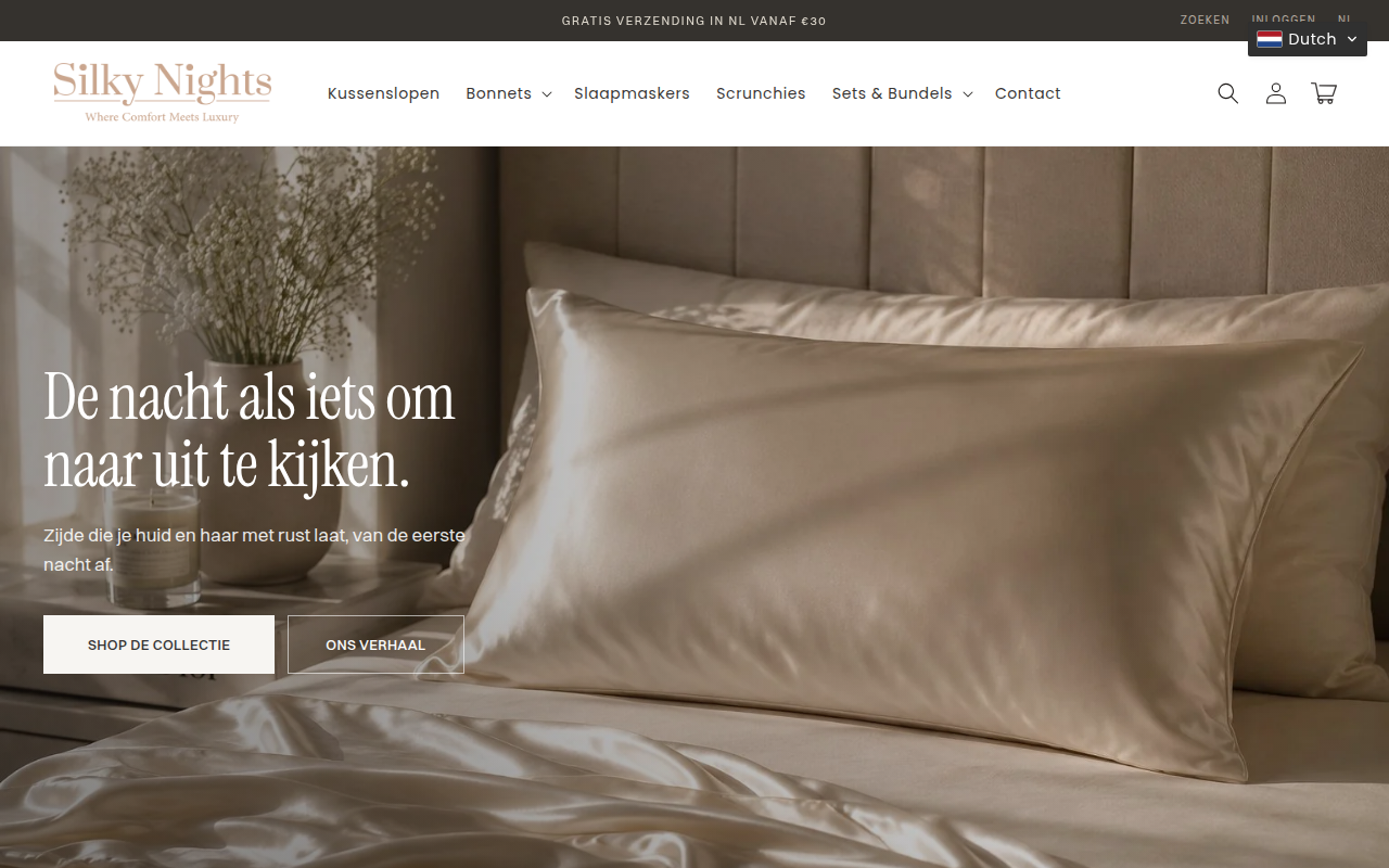 Screenshot van silky-nights.nl