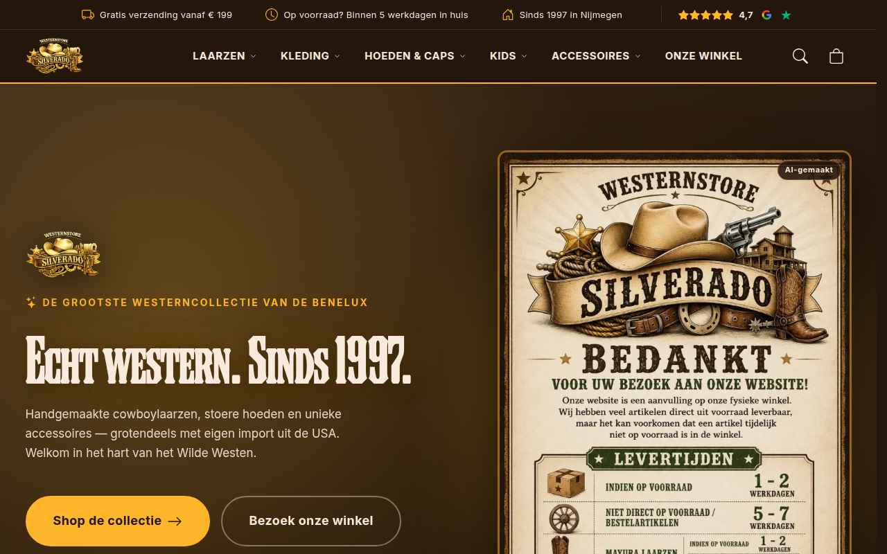 Screenshot van silverado.nl