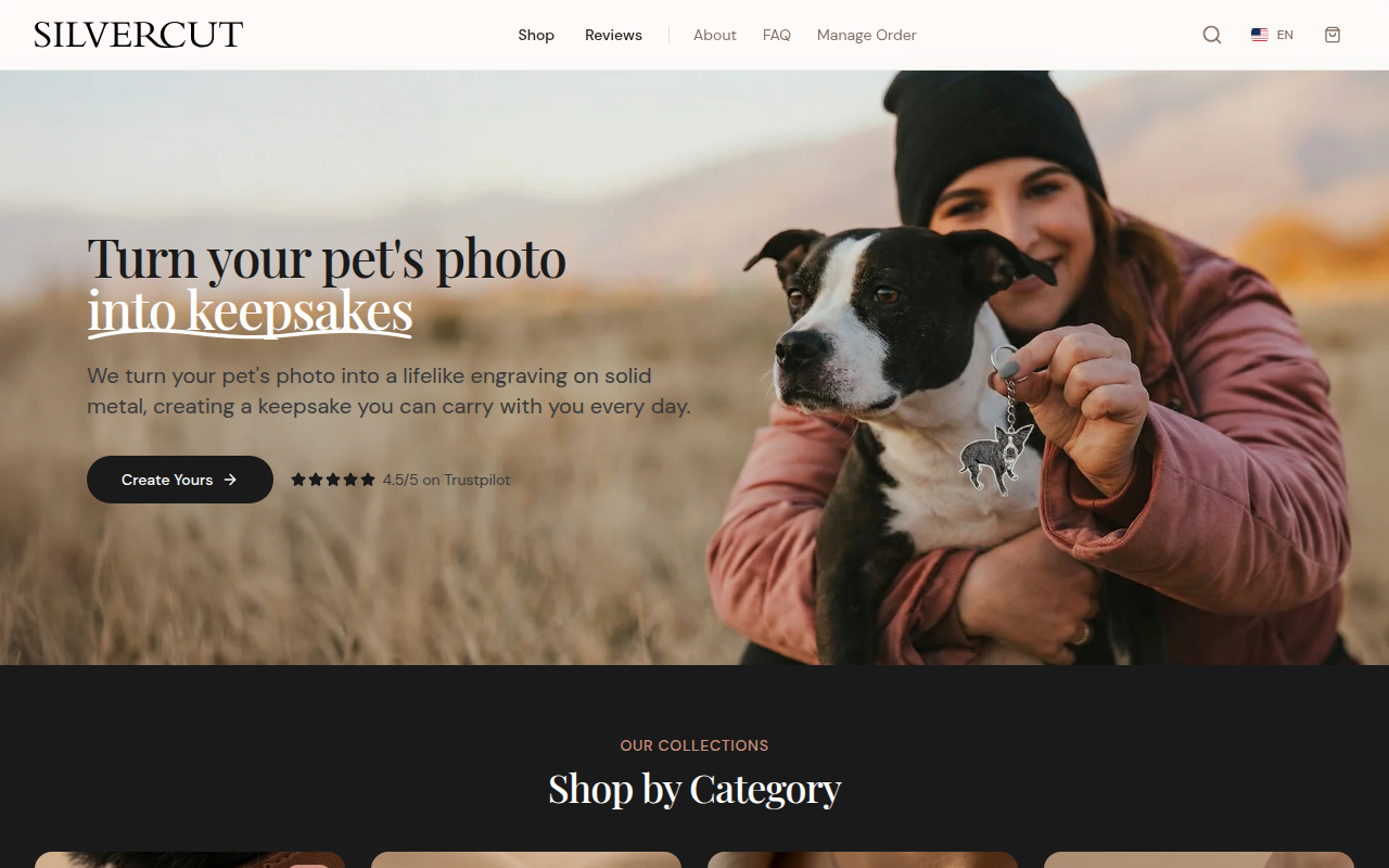 Screenshot van silvercut.com