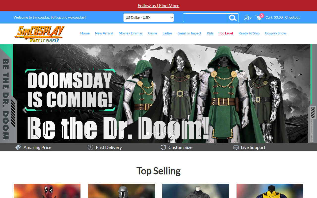 Screenshot van simcosplay.com