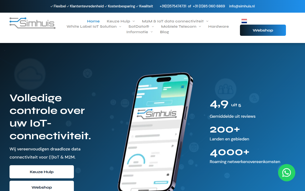 Screenshot van simhuis.nl
