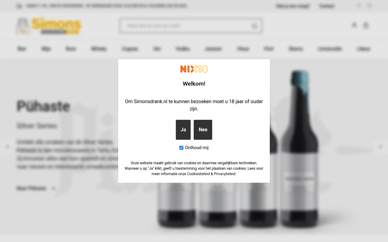 Screenshot van simonsdrank.nl