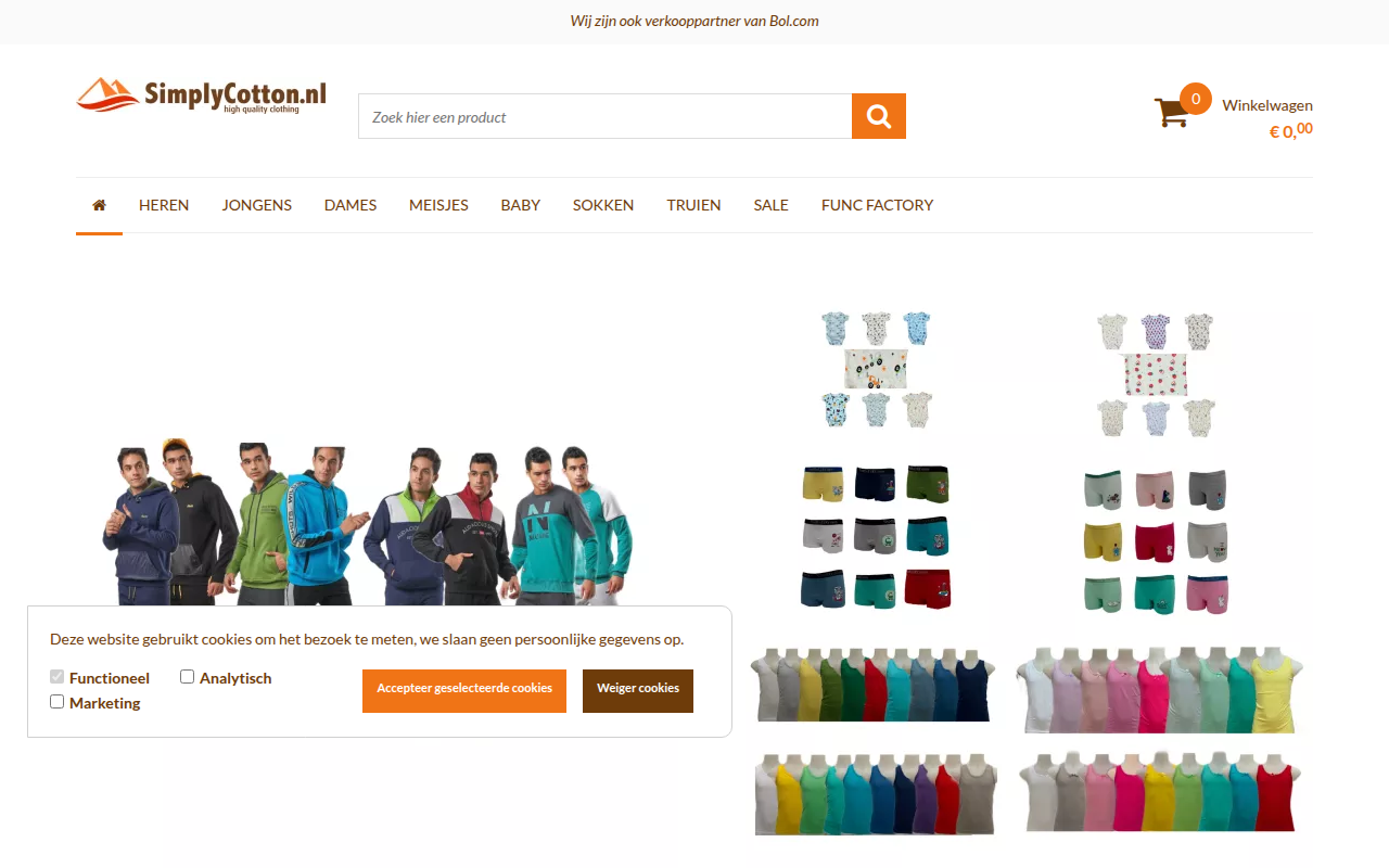 Screenshot van simplycotton.nl