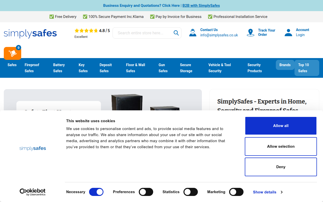 Screenshot van simplysafes.co.uk