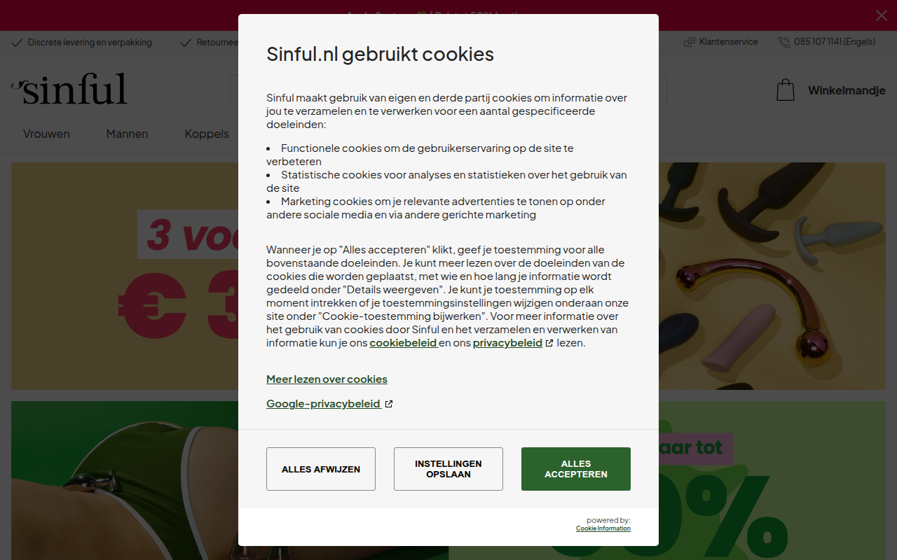Screenshot van sinful.nl