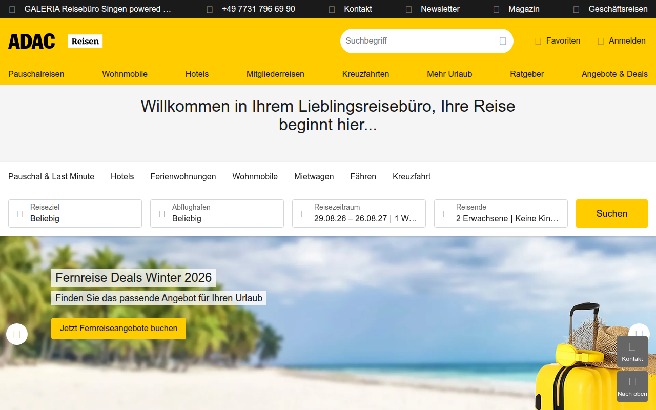 Screenshot van singen-city.adacreisen.de