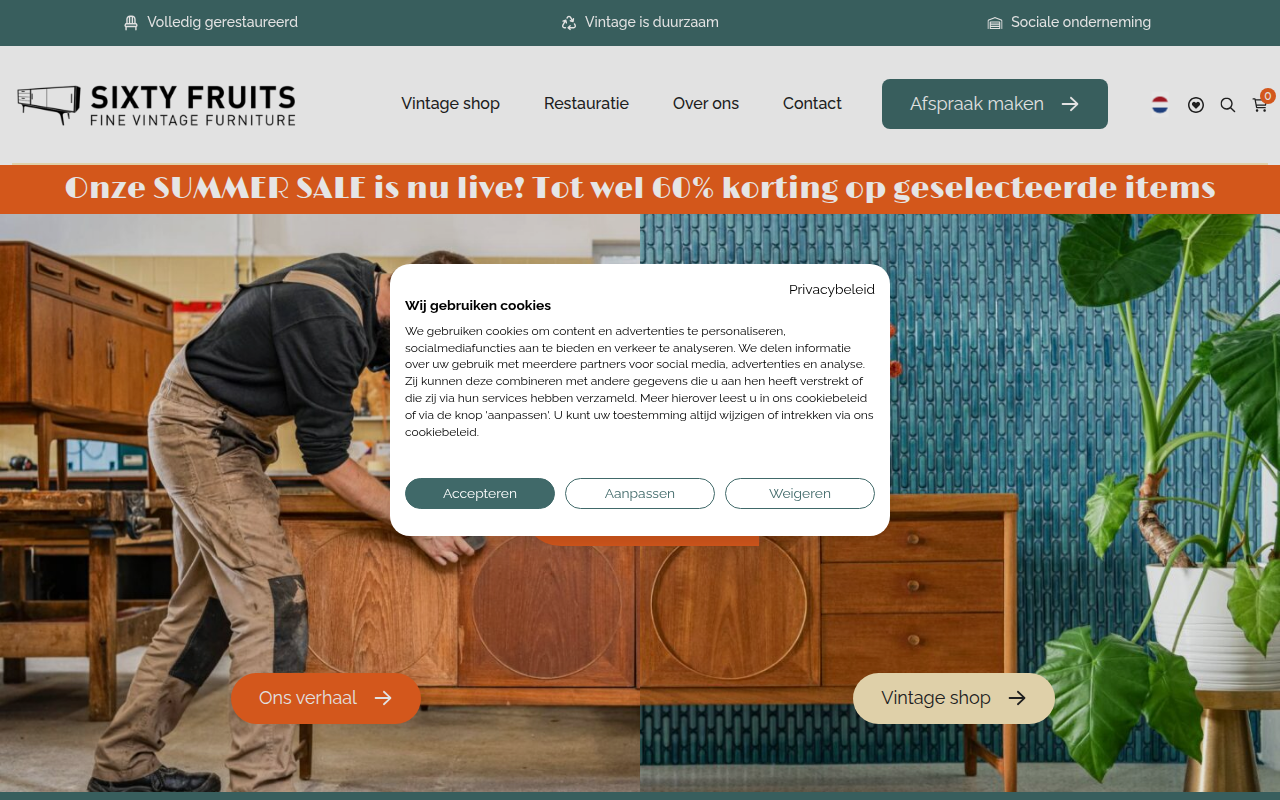 Screenshot van sixtyfruits.nl