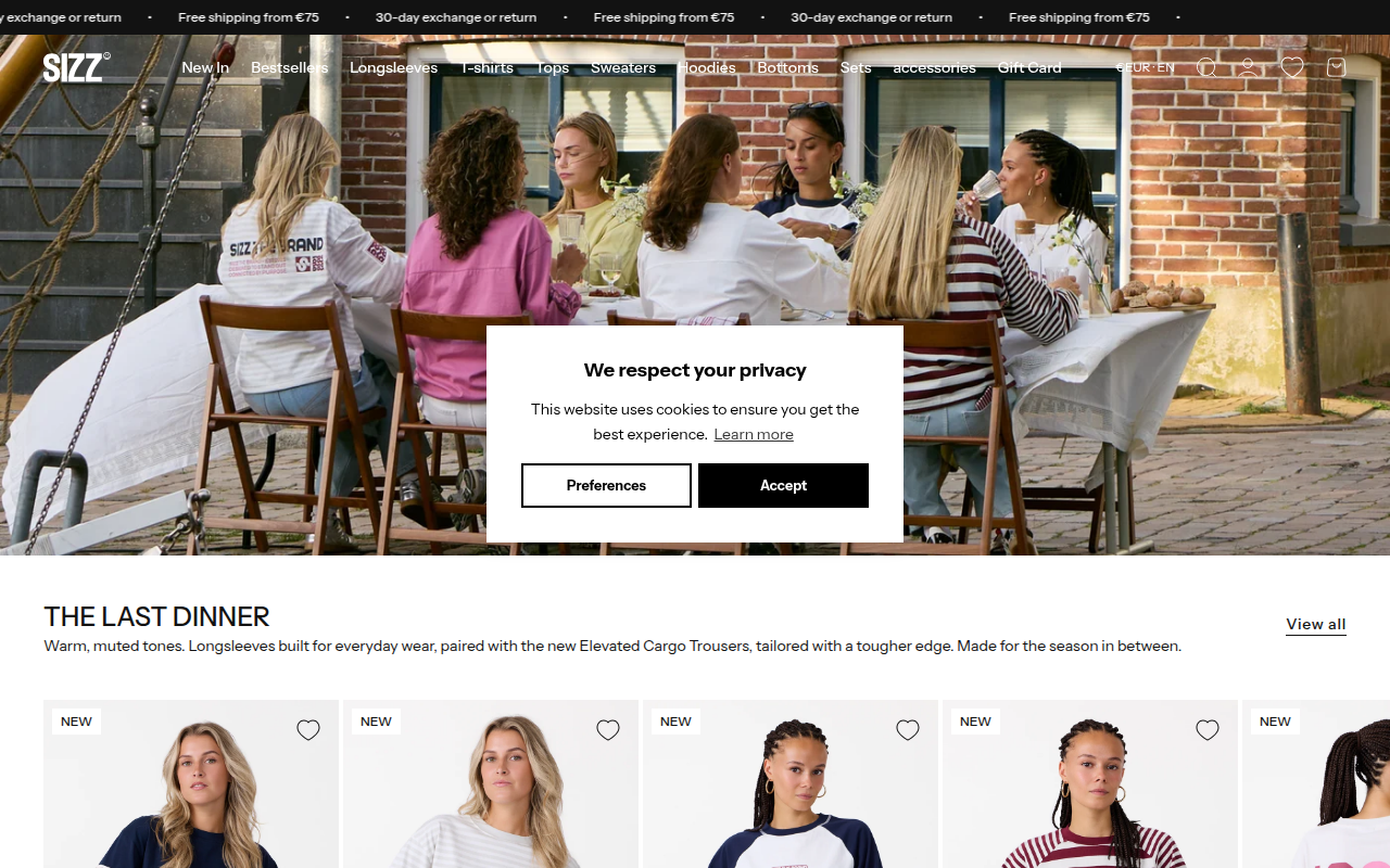 Screenshot van sizzthebrand.com