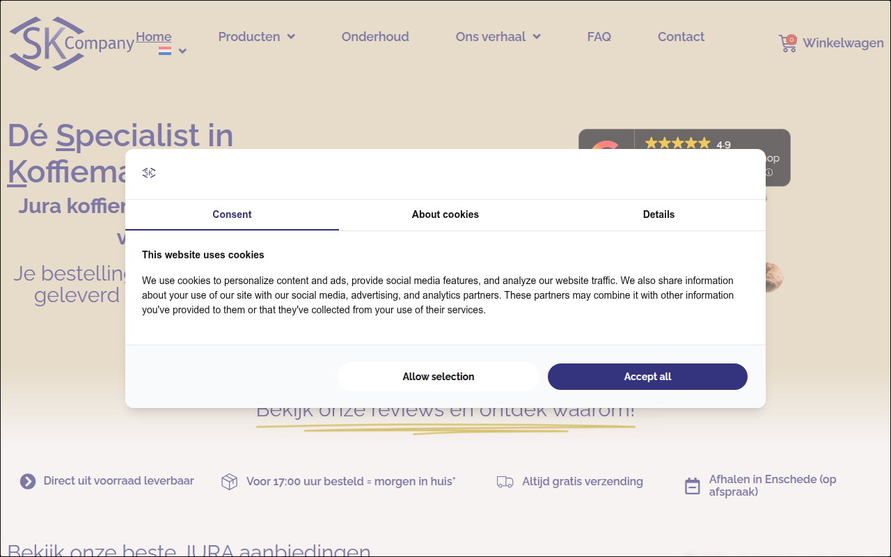 Screenshot van sk-company.nl