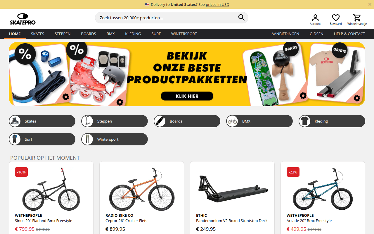 Screenshot van skatepro.be