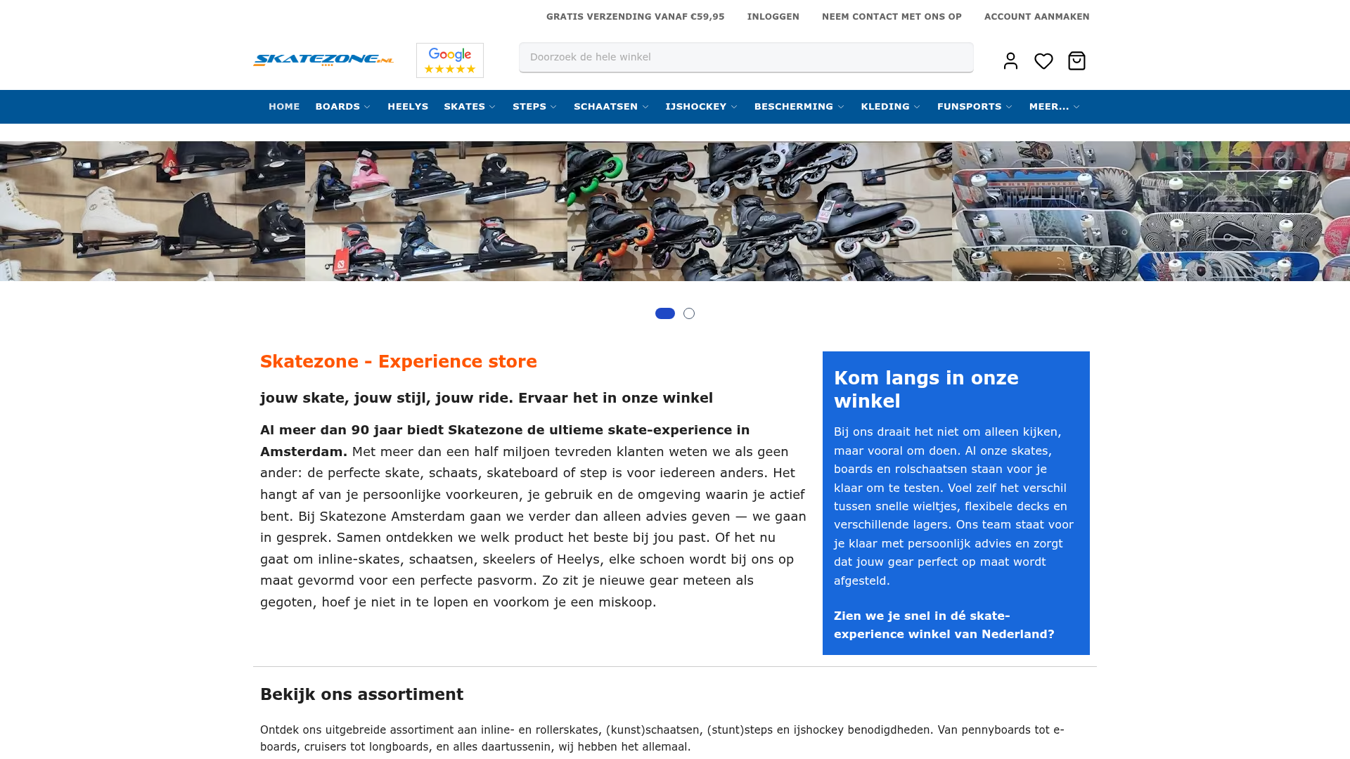 Screenshot van skatezone.nl