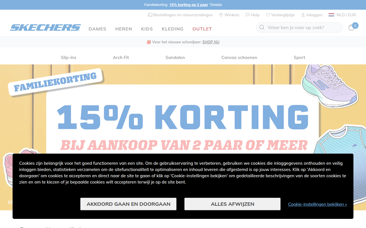 Screenshot van skechers.nl