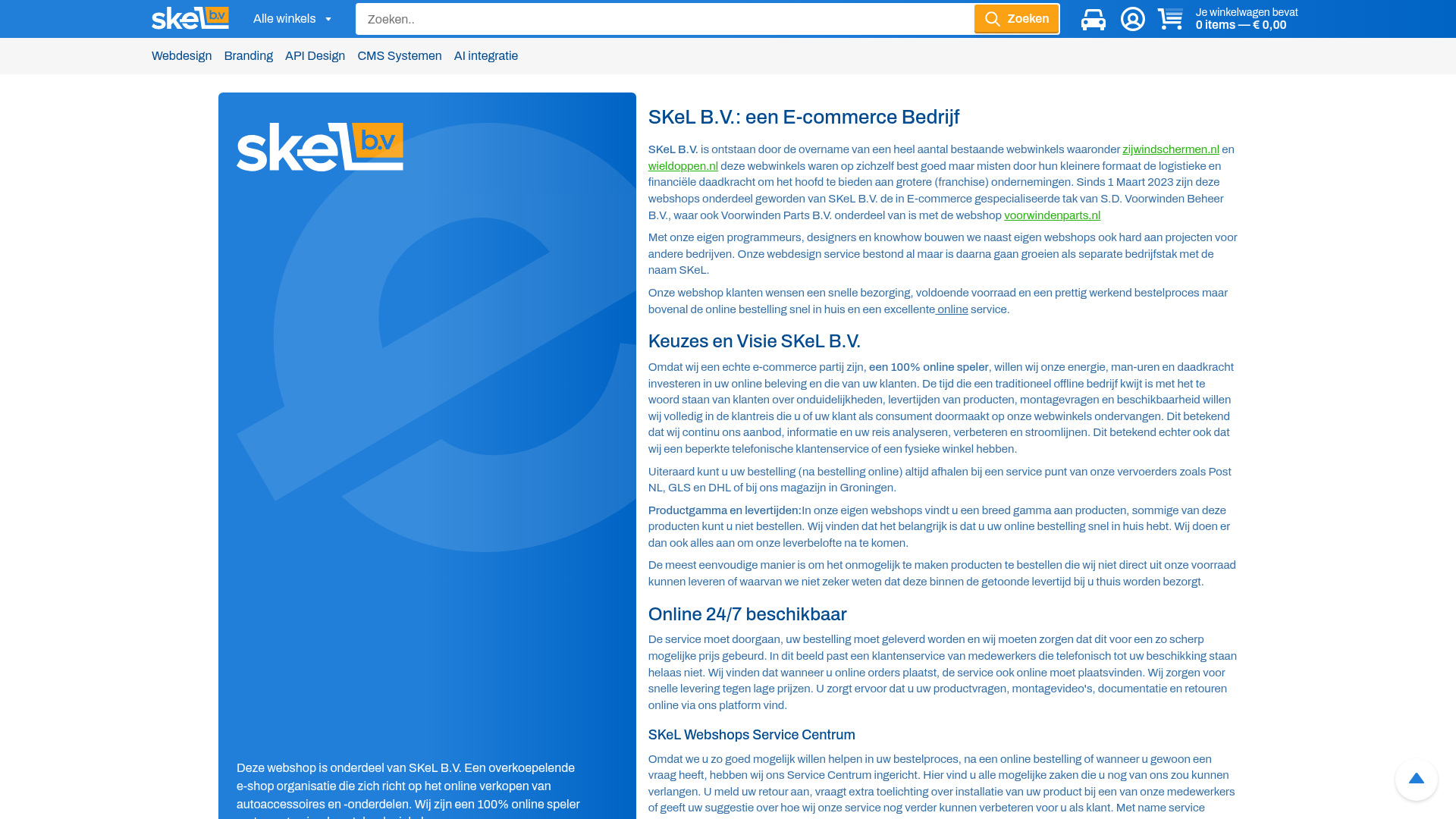 Screenshot van skel-bv.nl