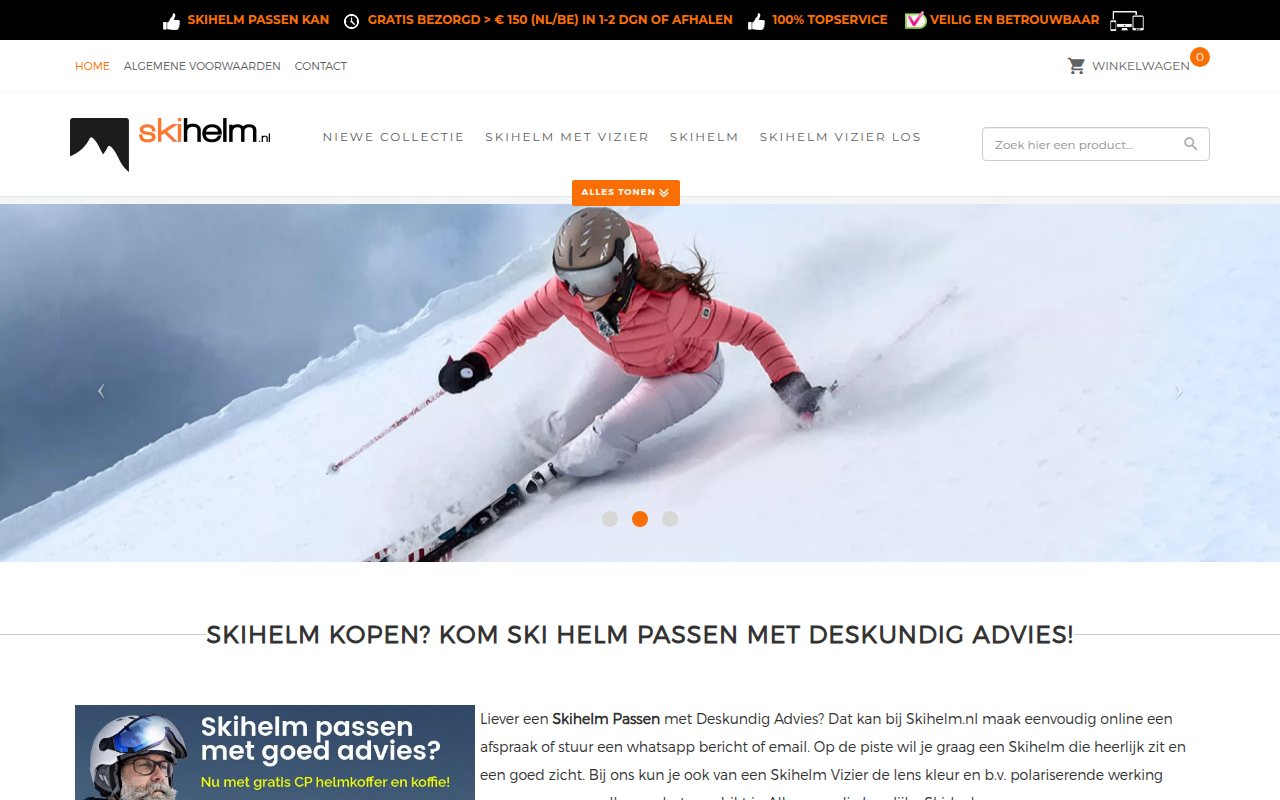Screenshot van skihelm.nl