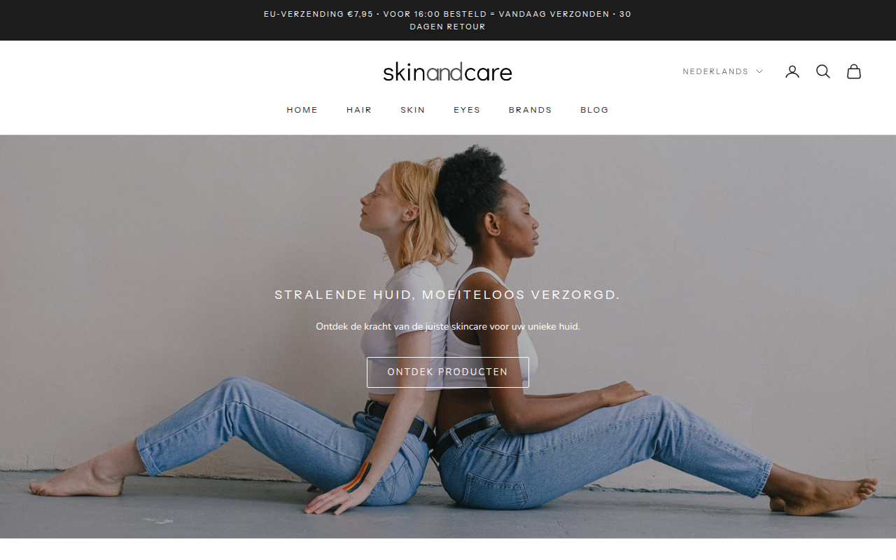 Screenshot van skinandcare.nl