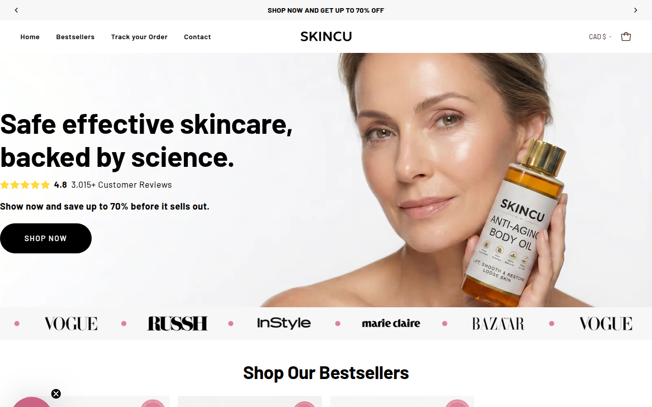 Screenshot van skincu.com
