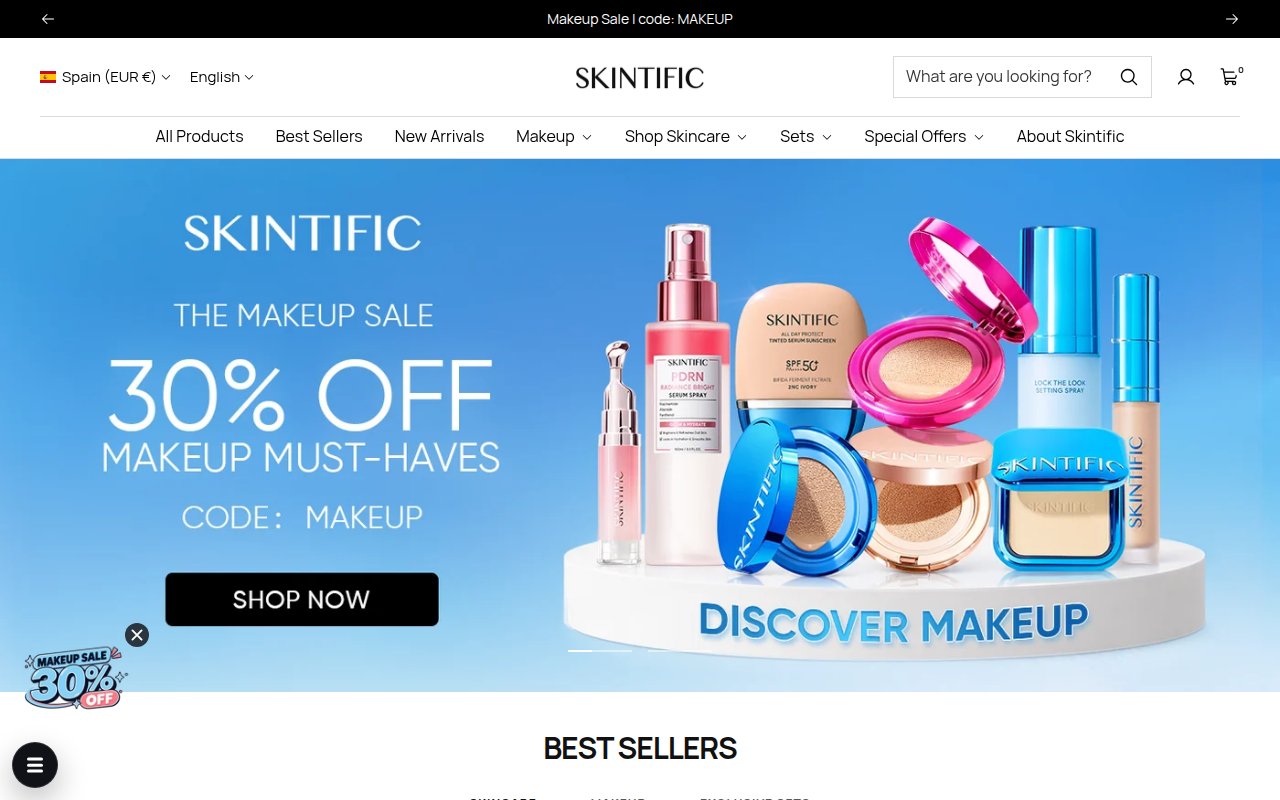 Screenshot van skintific.com