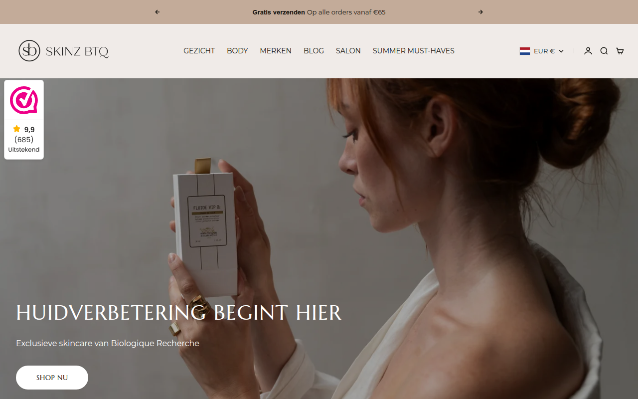 Screenshot van skinz.nl