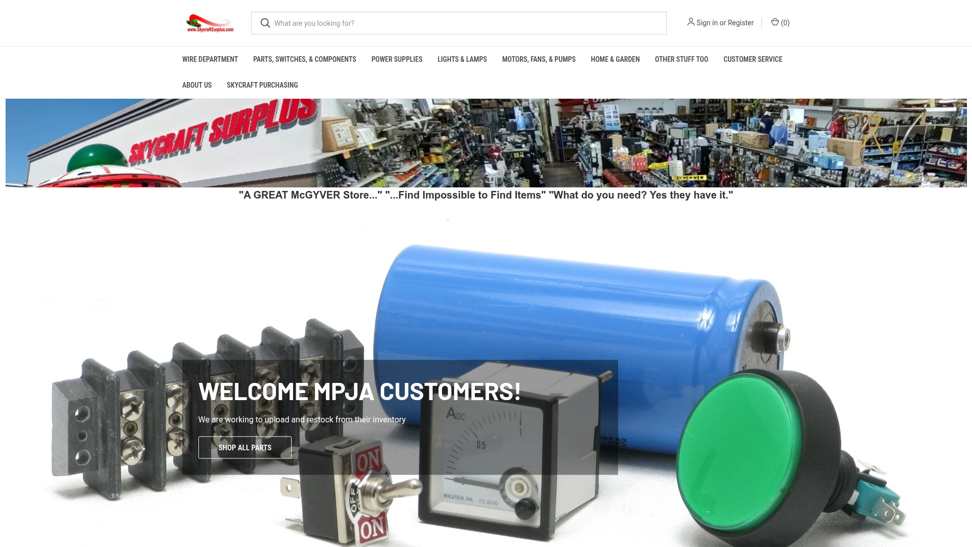 Screenshot van skycraftsurplus.com