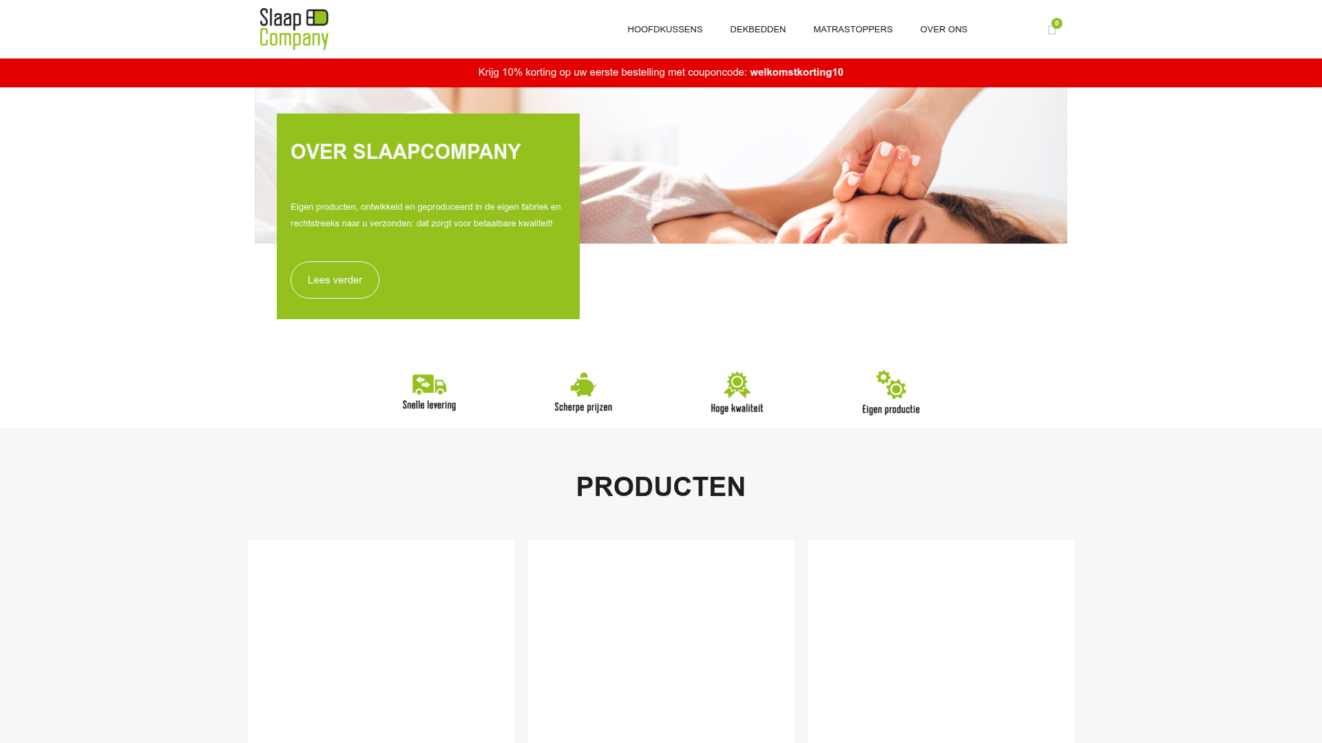 Screenshot van slaapcompany.com