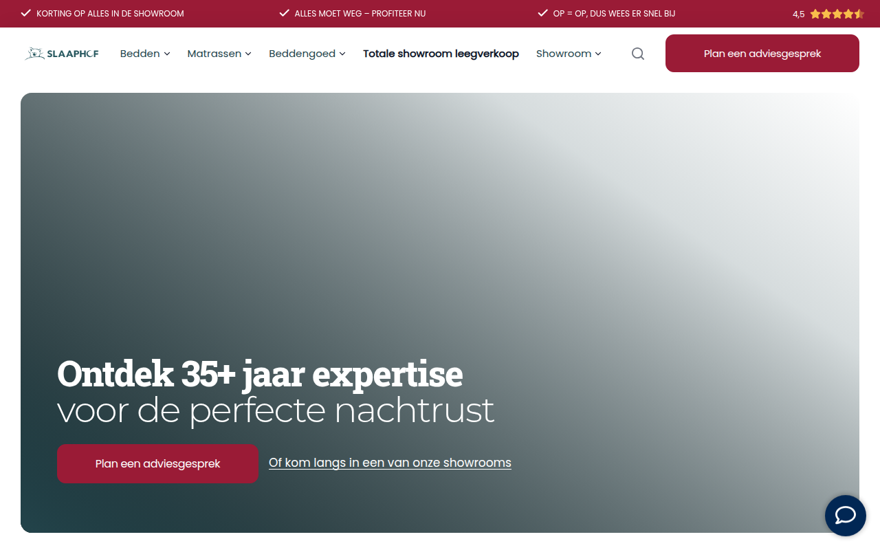 Screenshot van slaaphof.nl