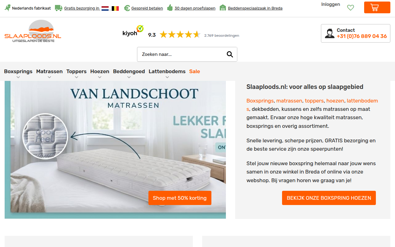 Screenshot van slaaploods.nl