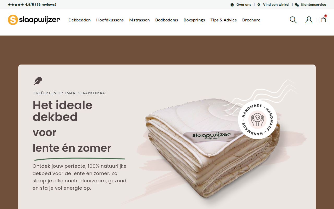 Screenshot van slaapwijzer.nl