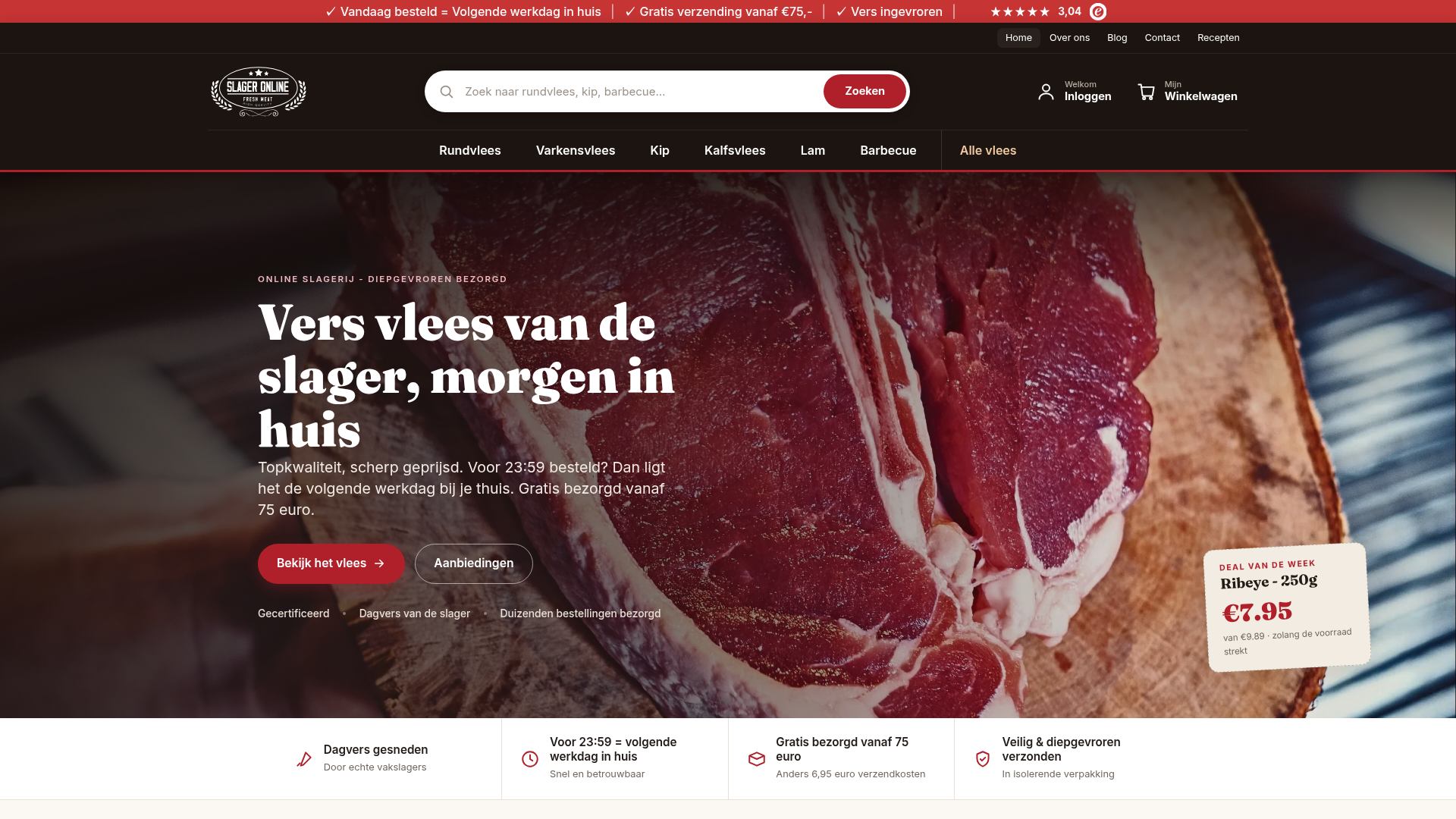 Screenshot van slageronline.nl