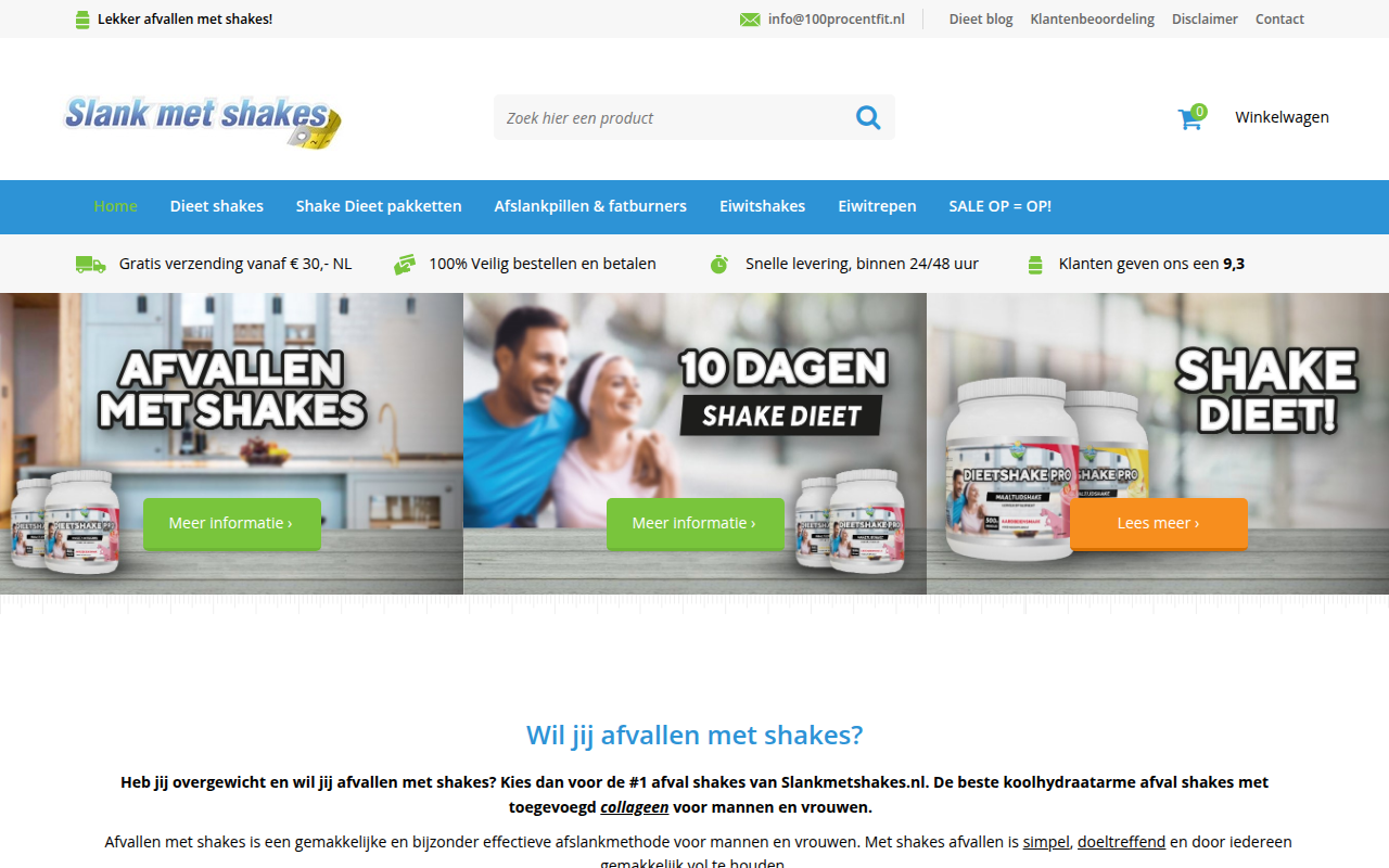 Screenshot van slankmetshakes.nl