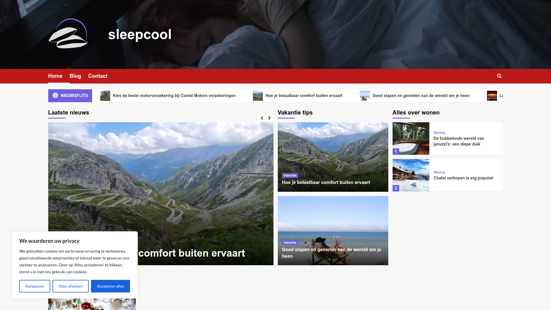 Screenshot van sleepcool.nl