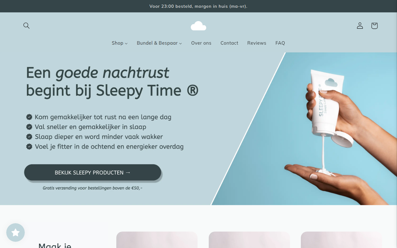 Screenshot van sleepy-time.nl