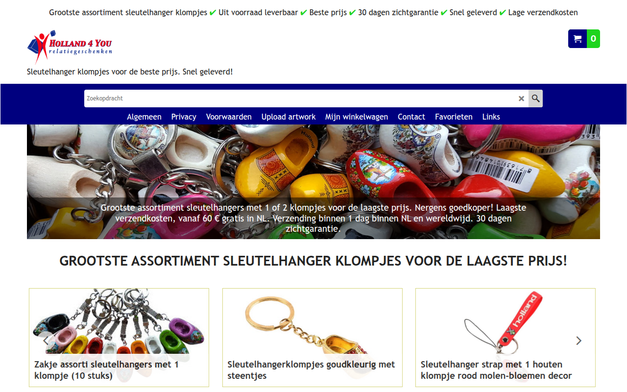 Screenshot van sleutelhanger-klompjes.shop
