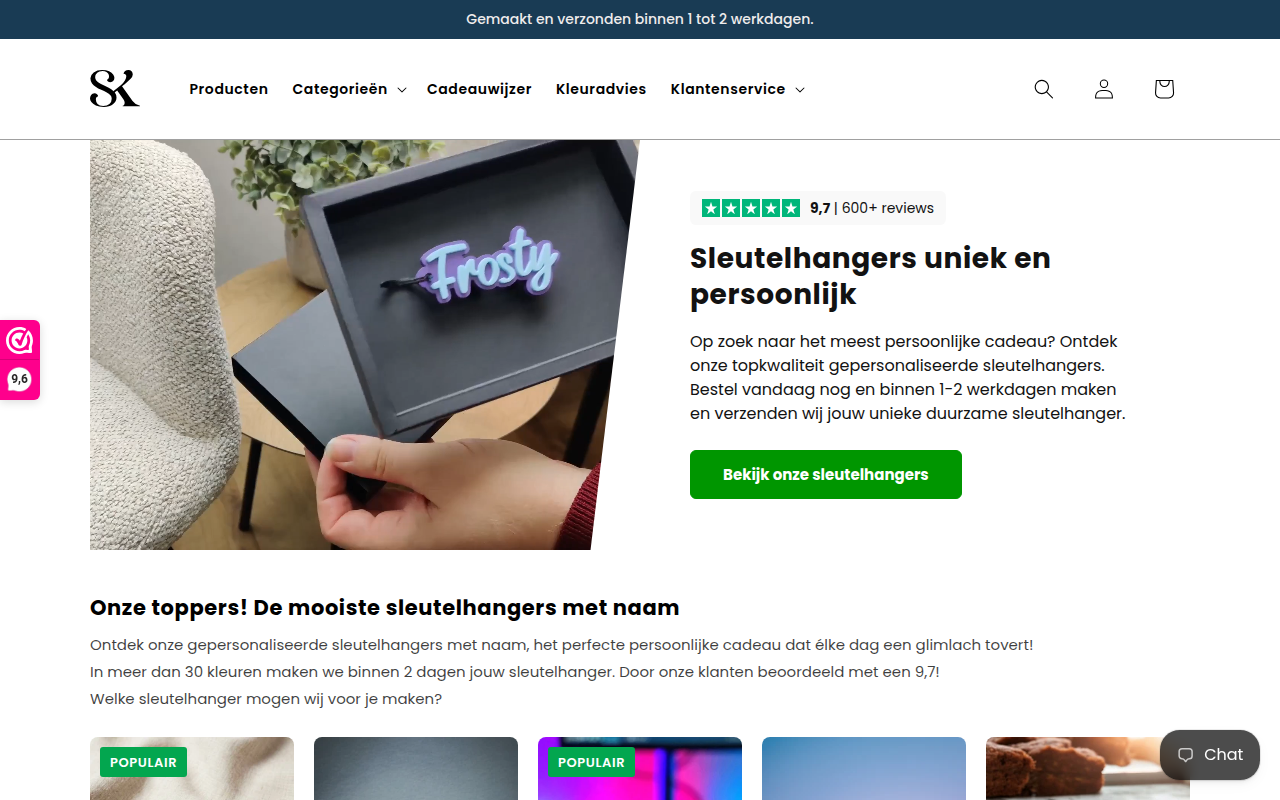 Screenshot van sleutelhangerkoning.nl