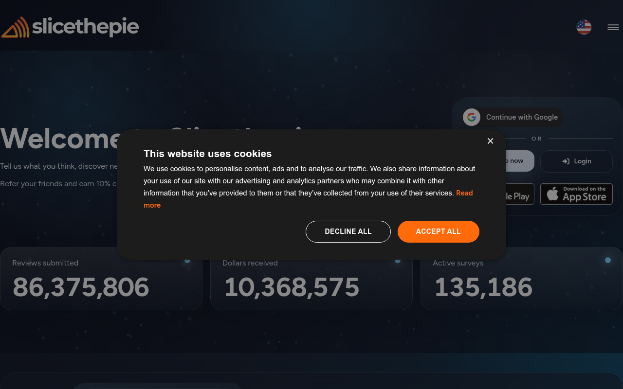 Screenshot van slicethepie.com