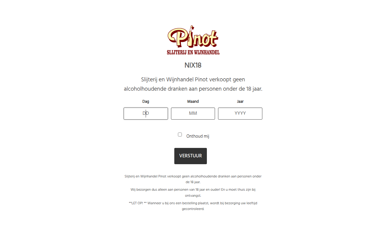 Screenshot van slijterijpinot.nl