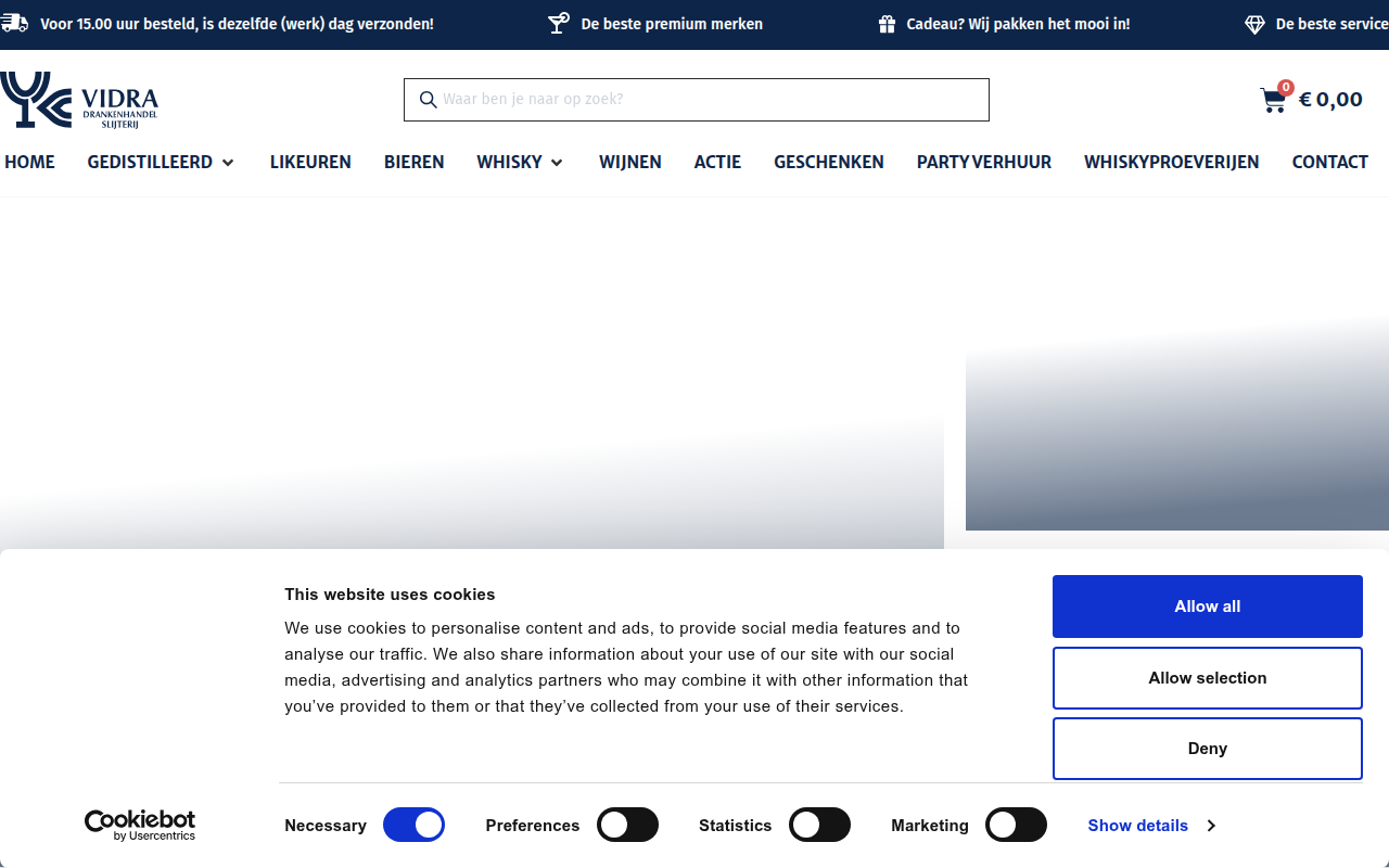 Screenshot van slijterijvidra.nl