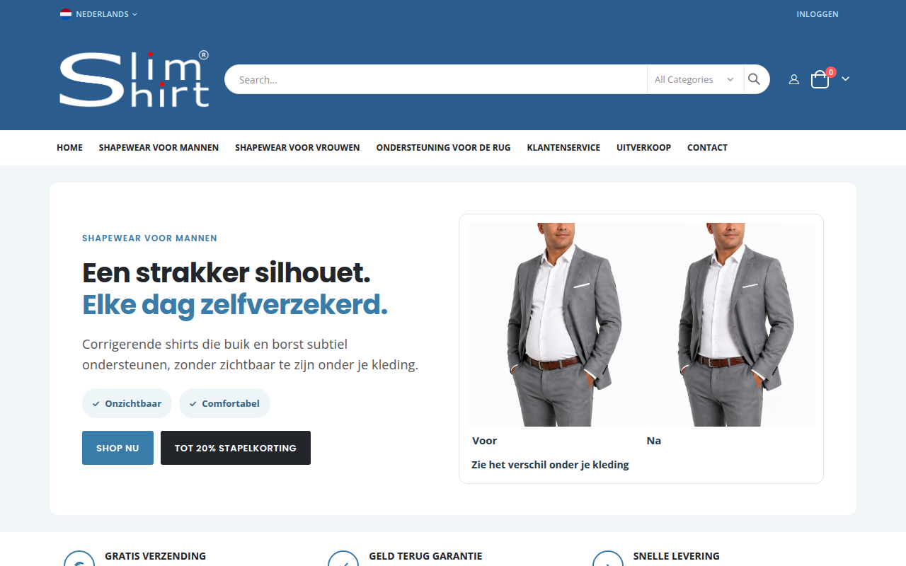 Screenshot van slim-shirt.com
