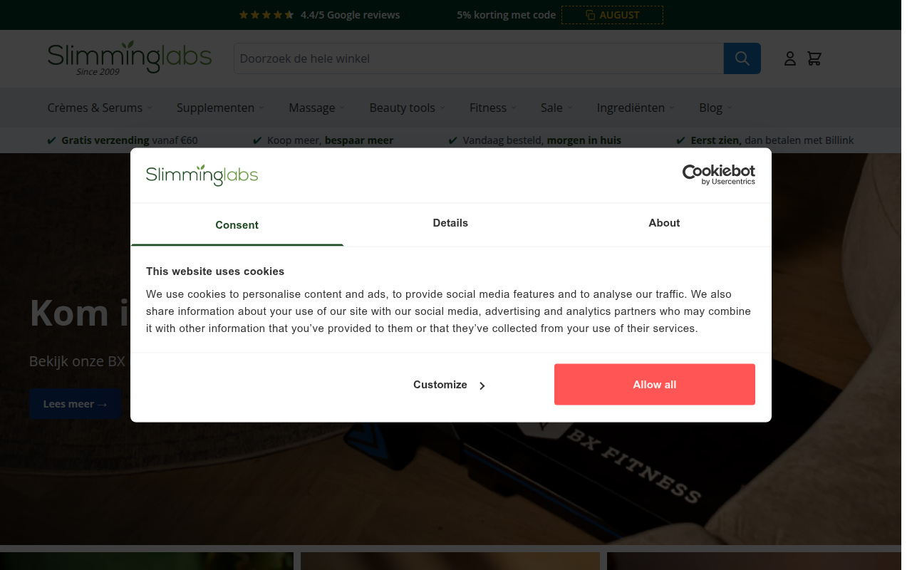Screenshot van slimminglabs.com