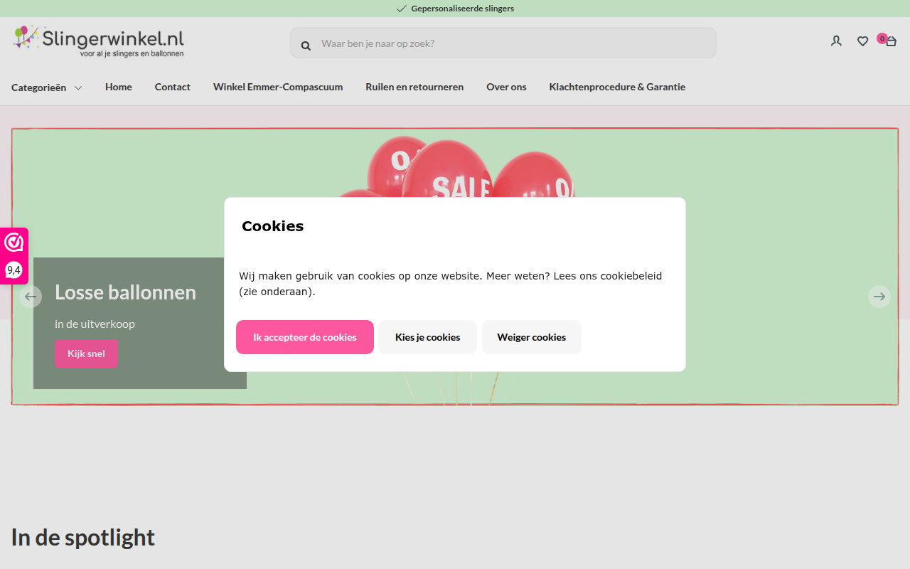Screenshot van Slingerwinkel.nl