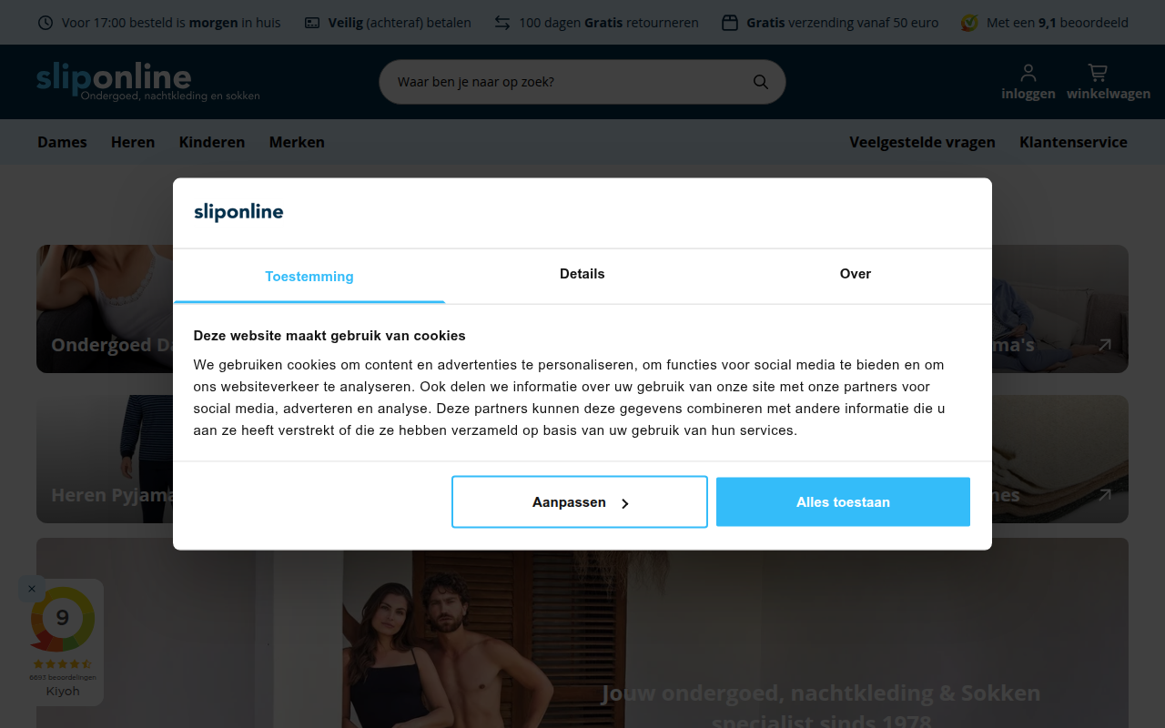 Screenshot van sliponline.nl