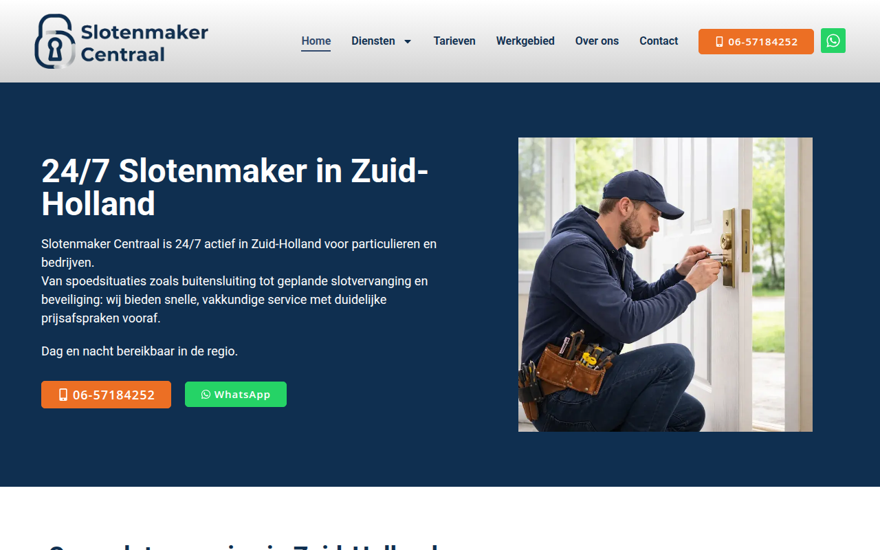 Screenshot van slotenmakercentraal.nl