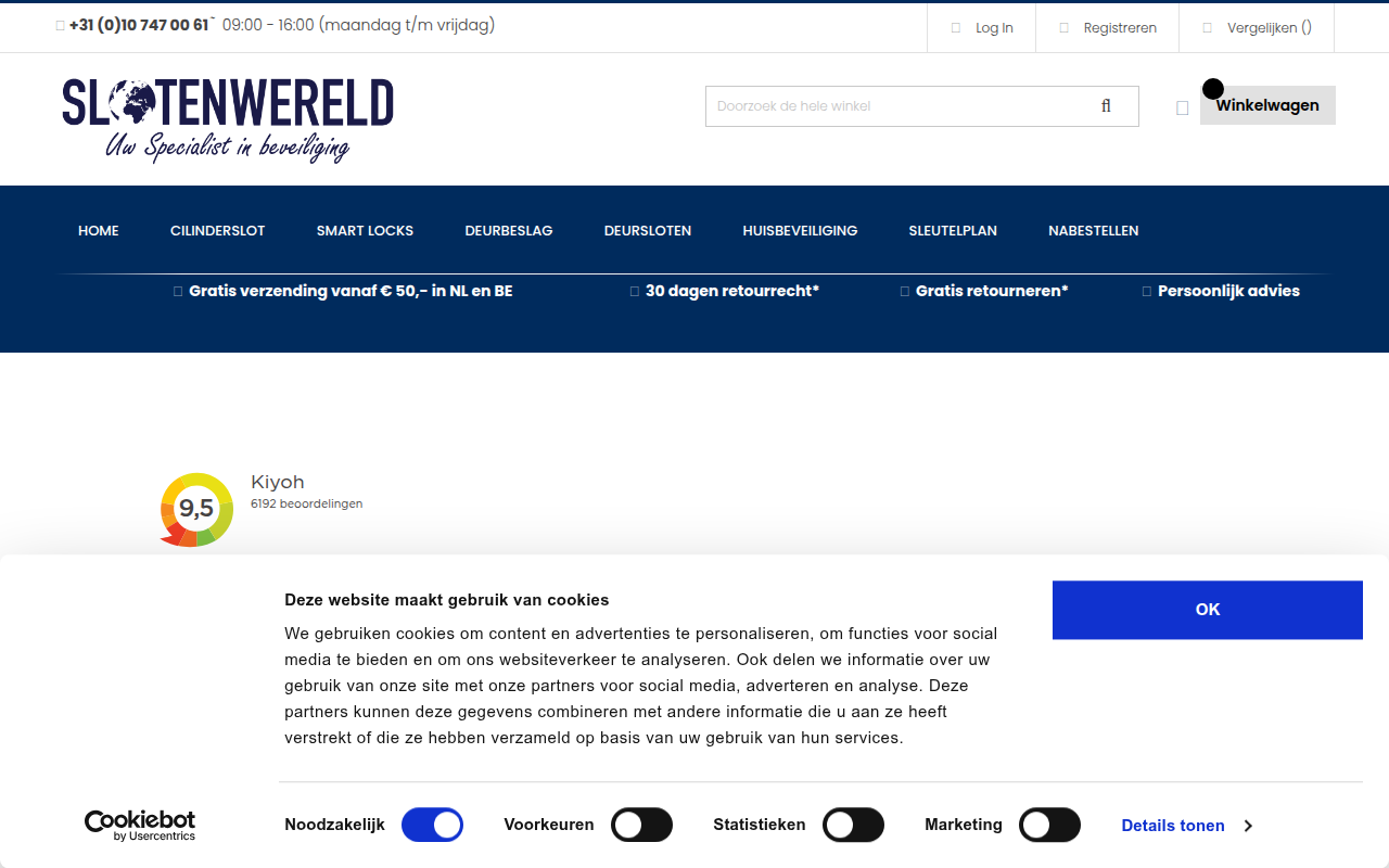 Screenshot van slotenwereld.nl
