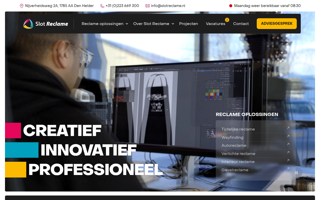 Screenshot van slotreclame.nl