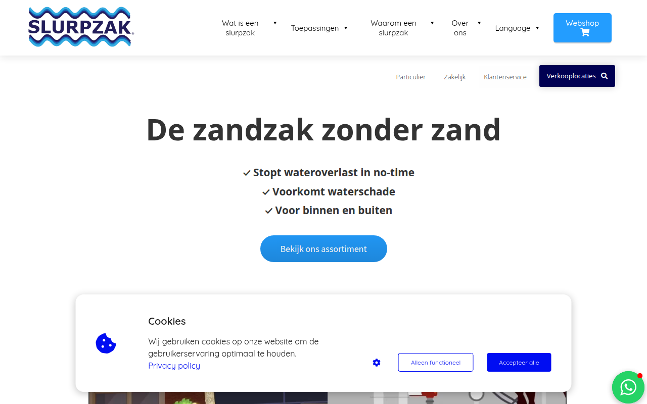 Screenshot van slurpzak.nl