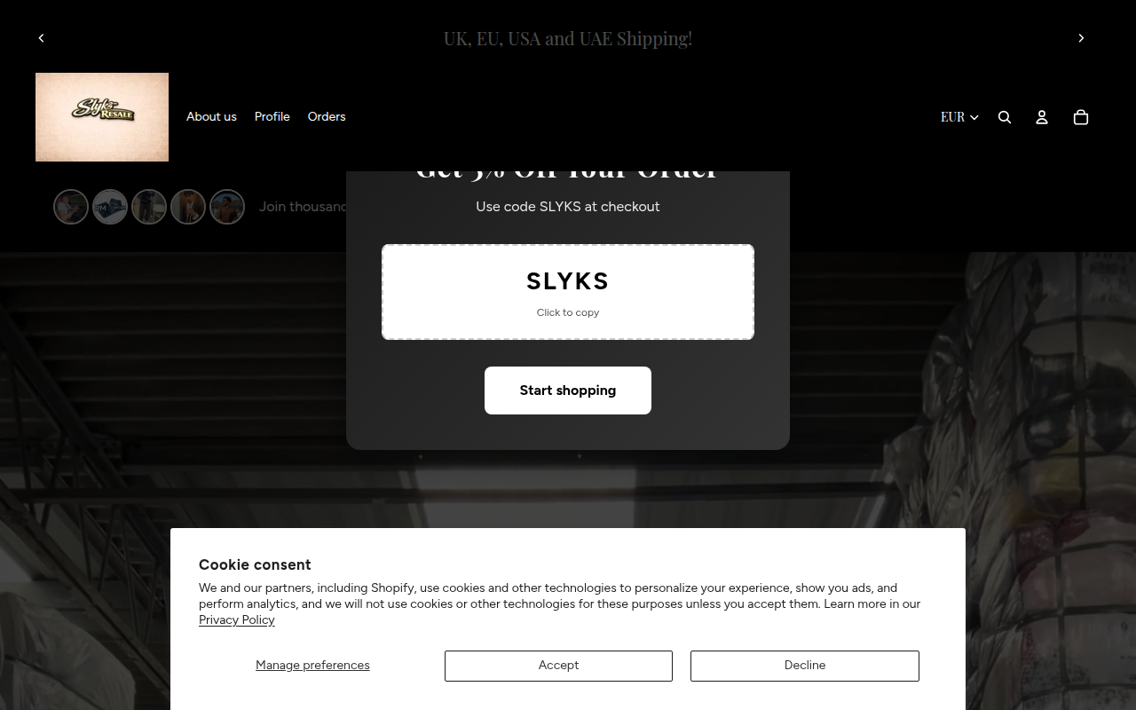 Screenshot van slyksresale.com