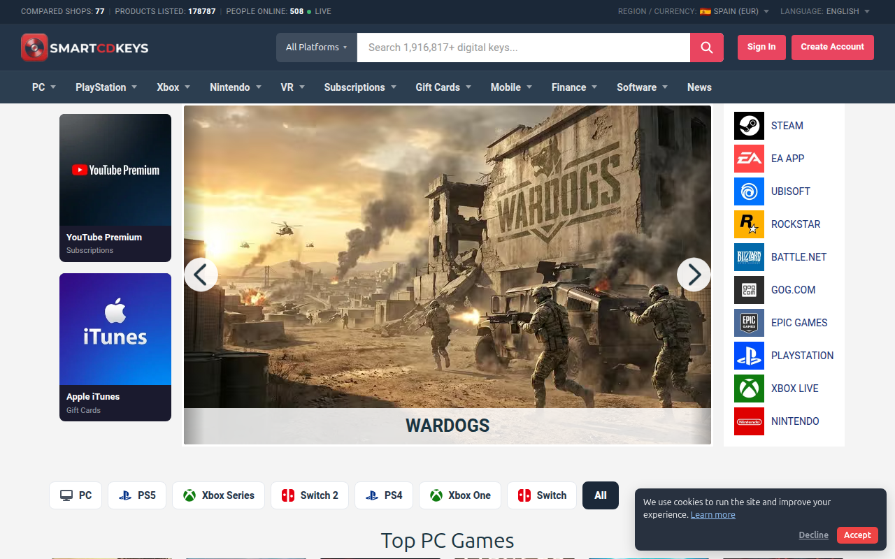 Screenshot van smartcdkeys.com