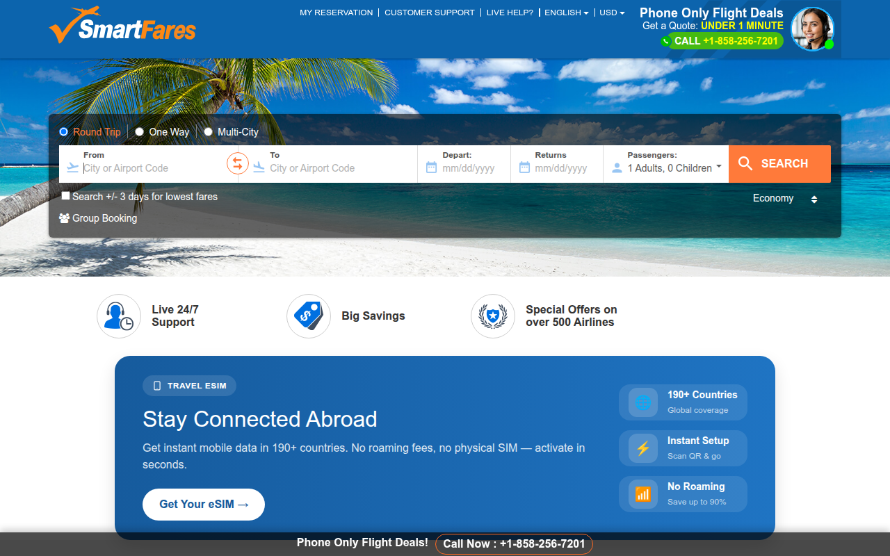 Screenshot van smartfares.com